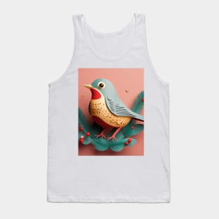 Papercraft Christmas Bird Pastel Tank Top